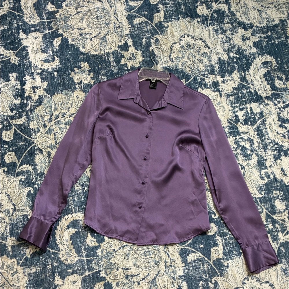 The Limited 100% Silk Purple Small Button Down Blouse